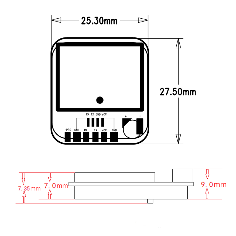 BU-1025TF GPS module dimension