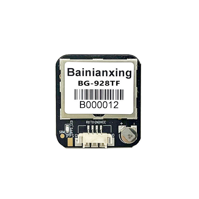 Bainianxing GPS module with barcode on a white background